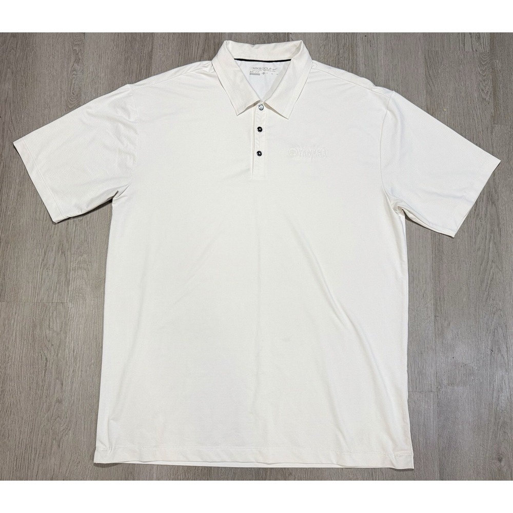 Nike Golf Polo Shirt Men's Size XL Dri-Fit White Lightweight Yamaha Embroidered